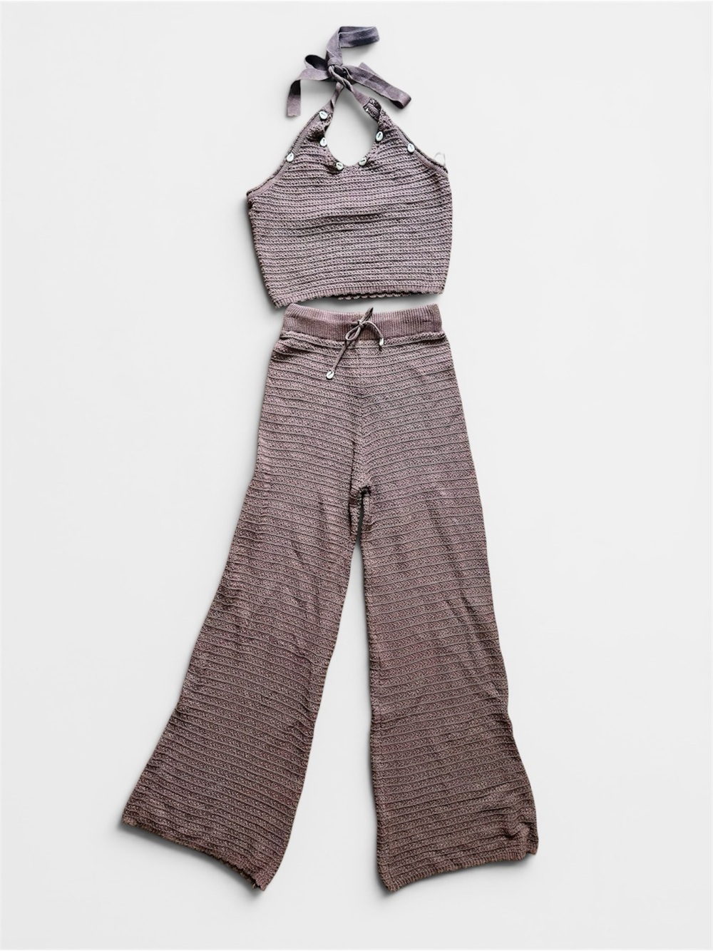 Sincerely Jules Mauve Knit Wide Leg Pants Set